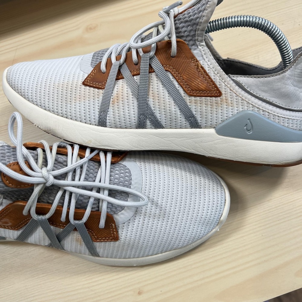 OluKai Mio Li Shoes Mens Size 10.5 Gray Mesh Leather Casual Sneakers 10440-DW25 - Picture 5 of 9